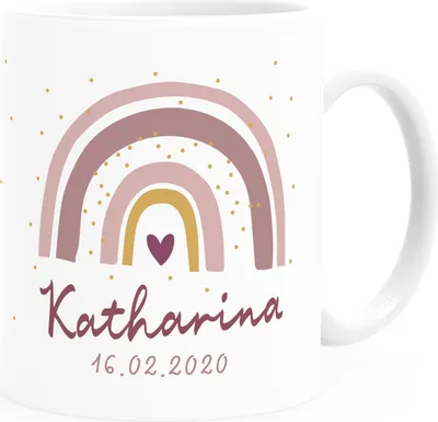 Produktbild von Kinder-Tasse Kunststoff Regenbogen personalisierte Namenstasse für Jungen Mädchen SpecialMe® Mädchen weiß Kunstoff-Tasse