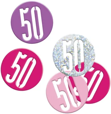 Produktbild von Konfetti rosa & silber Zahl 50