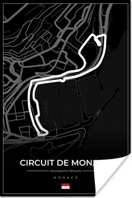 Produktbild von MuchoWow® Poster Monaco - Formel 1 - Circuit de Monaco - Rennstrecke - Schwarz 60x90 cm - Wanddekoration