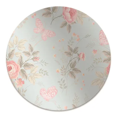 Produktbild von Rundmatte - Stuhlunterlage Bürostuhlunterlage - Rund Ø 100 cm - Bodenmatte - Fußmatte - Rosen und Schmetterlinge.
