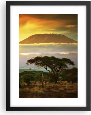 Produktbild von Gerahmtes Poster - Schwarzer Rahmen - Safari Tierwelt Berg Kenia - 30x40 cm - Wand Bild - Wanddeko - Wandbilder - Wandposter - Bilderrahmen - Bilder - Kunstdruck - Wandbild - P2BPA30x40-3170
