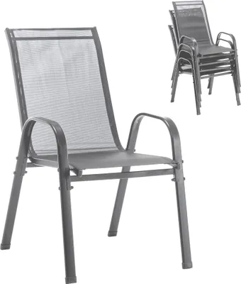 Produktbild von 4er Set Gartenstühle Stapelstuhl Camping Stapelbar Hochlehner Terrassenstuhl Textilene Stahlgestell für Gärten Innenhöfe Balkone Restaurants