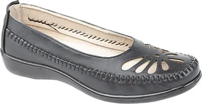 Produktbild von Boulevard Damen Ballerinas / Schuhe mit Lochmuster DF446 (42 EU / 8UK) (Schwarz)