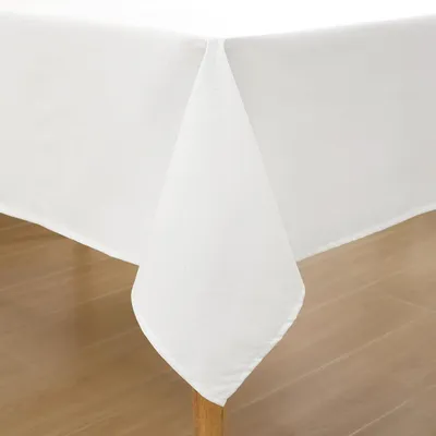 Obrázek produktu pro Běžná obdélníková ubrus s vzhledem lnu, omyvatelná, s efektem lotosu, rozměry 130 x 160 cm, bílá barva