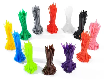 Obrázek produktu pro 1200 kusů nylonových stahovacích pásek, 12 různých barev, rozměry 3 mm x 100 mm