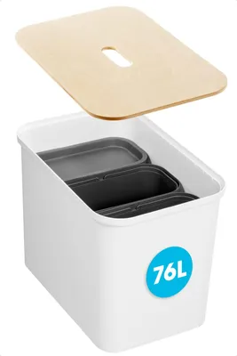 Immagine prodotto di SmartStore Cestino per rifiuti Collect 76l set completo con 3 inserti, bianco (1 set)