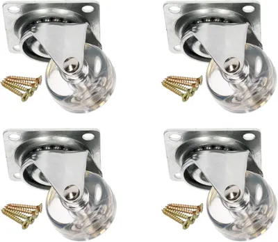 Produktbild von 4er Set Transparente Möbelrollen Ø 35 mm für alle Bodenarten Lenkrollen Gummirollen Transportrollen Sofarollen Schieberollen Werkzeugkistenrollen