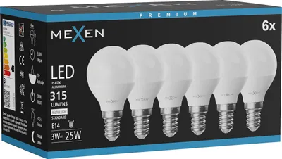 Produktbild von Mexen Nova 6x LED-Glühbirne E14, G45, 3W, Neutral - 4000K, 315 lm - L101-E14-0340-01x06