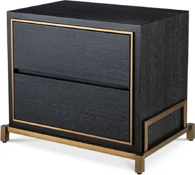 Produktbild von Casa Padrino Luxus Nachttisch Anthrazitgrau / Messingfarben 75 x 52 x H. 62 cm - Schlafzimmer Beistelltisch mit 2 Schubladen - Luxus Schlafzimmer Möbel