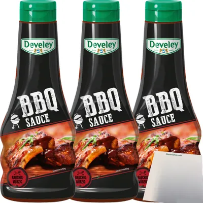Produktbild von Develey Rauchig-würzige BBQ Sauce 3er Pack (3x250ml Flasche) + usy Block