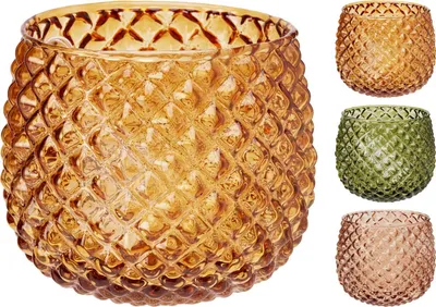 Obrázok produktu pre Sviečnik zo skla 10.5 cm 3 farby