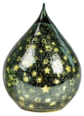 Produktbild von formano LED Deko Tropfen Tannengrün 25cm Glas mit Timer 6h/18h Weihnachten