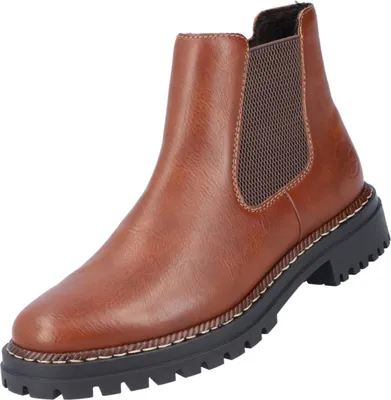 A single brown Chelsea boot is shown against a white background.
