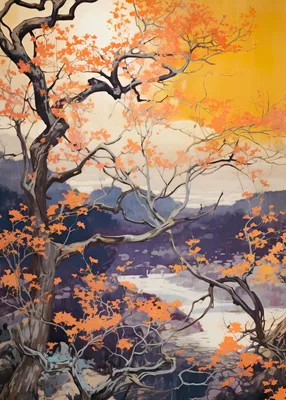 Produktbild von Plakat 50x70cm Goldener Herbst am See