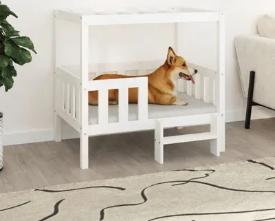 Image de The Living Store Lit pour chien Blanc 95,5x73,5x90 cm Pin massif