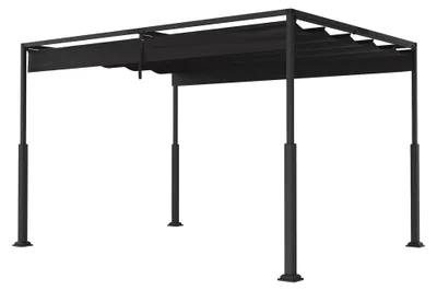 Obrázok produktu pre QEENTOE, kovová pergola 3x4 metre, čierna, stabilná, vodotesná, terasa, pavilón pre záhradu, terasu a vonkajší priestor