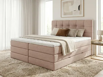 Produktbild von Boxspringbett Best XL mit 2 Bettkästen und Topper, mit Taschenfederkern- und Bonellfederkernmatratze, Doppelbett, Polsterbett aus Webstoff mit Stauraum (Pink (Inari 52), 160 x 200 cm)