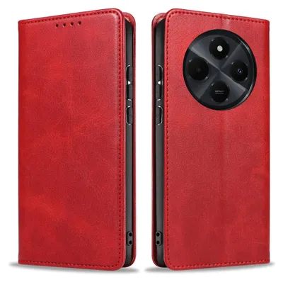 Produktbild von Handyhülle für Xiaomi Redmi 14C Kunstleder Flip Cover Hülle Klapphülle Case Kartenfach Farbe: Rot