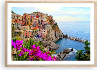 Produktbild von Gerahmtes Poster - Rahmen in heller Eiche - Italien küste felsen landschaft - 70x50 cm - Wand Bild - Wanddeko - Wandbilder - Wandposter - Bilderrahmen - Bilder - Kunstdruck - P2NAA70x50-2684