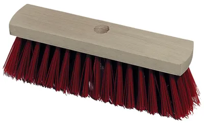 A close-up, studio shot of a broom head.