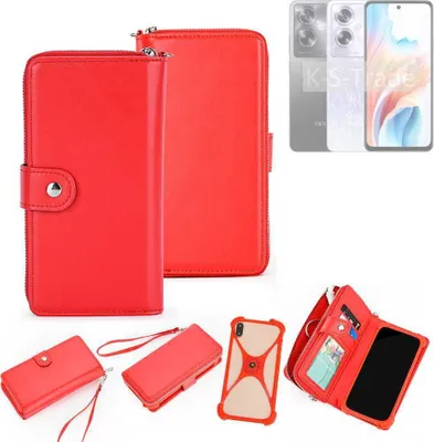 Produktbild von K-S-Trade 2in1 Schutzhülle Portemonnee Handyhülle mit Bumper kompatibel mit Oppo A79 5G Hülle Case Etui Geldbörse Smartphone rot (1x)