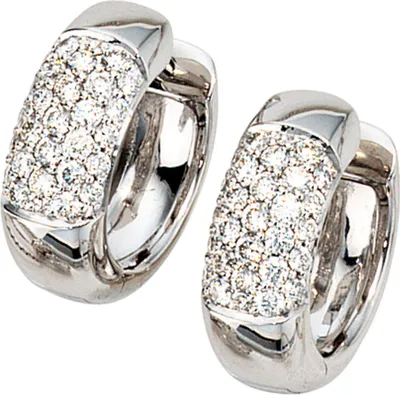 Produktbild von Pavé Ohrschmuck Creole Creolen mit 108 Diamanten Brillanten 585 Weißgold Damen