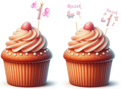 Image de Coiffes d'anniversaire roses "UN AN", 6 pièces.