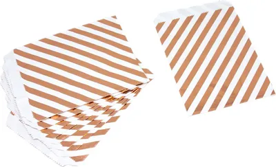 Produktbild von Oblique Unique 10 Geschenktüten Papiertüten Geschenktaschen Tüten mit Streifen für Kinder Geburtstag Mitgebsel weiß