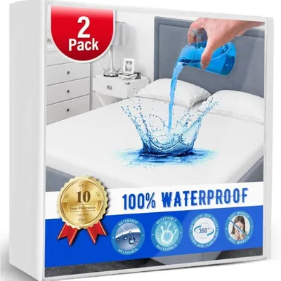 Immagine prodotto di Confezione da 2 protezioni impermeabili per materasso a una piazza, in pile, dimensioni 99,1 x 190,5 cm