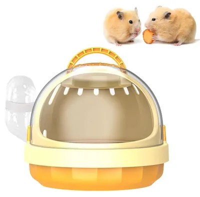 Image de Cage de transport pour hamster, avec bouteille d'eau, sac de transport pour cobayes, en plastique, de couleur jaune