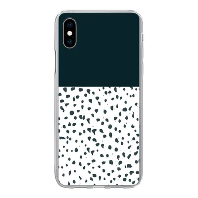 Produktbild von MuchoWow® Handyhülle Schutzhülle Hülle für iPhone Xs Polka dots - Schwarz - Weiß Silikon Softcase Handy Hülle - Handytasche