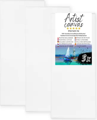 Immagine prodotto di 3x Tela su telaio, 100% cotone, 280 g/m², fondo bianco 60X150 cm