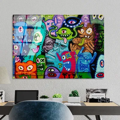 Image de Wallity, UV-778 70 x 100, Peinture décorative en verre trempé, Multicolore, 100 % verre trempé, 70 x 100 cm