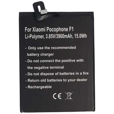 Produktbild von Akku passend für Xiaomi Pocophone F1, Li-Polymer, 3,85V, 3900mAh, 15Wh, bulilt-in, ohne Werkzeug