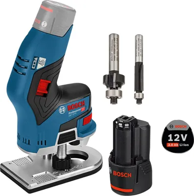 Produktbild von Bosch Akku-Kantenfräse GKF 12V-8 / 1x 3,0 Ah Akku inkl. 2x Fräser