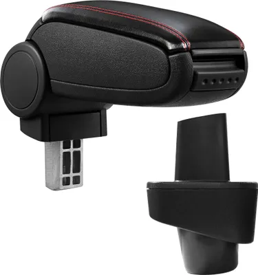 Immagine prodotto di [Bracciolo centrale, perfetto per Renault Clio III dal 2005 (3 porte, 5 porte e Grandtour) - bracciolo con vano portaoggetti - rivestimento - Similcuoio nera con cuciture rosse