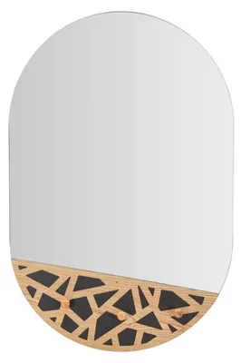 Produktbild von Wandspiegel mit Haken Holz MDF 60x5,3x90 cm natur schwarz Mauro Ferretti Carv