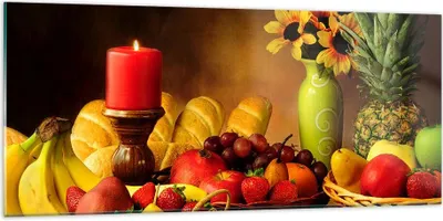 Produktbild von Bilder auf glas - Banane Korb Essen Früchte - 120x50cm - Glasbilder - Wandbilder - Kunstdruck - zum Aufhängen bereit - Wanddekoration aus Glas - Glas Bilder - Wandbild auf Glas - GAB120x50-0462