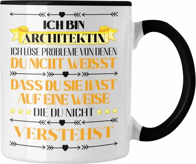 Produktbild von Trendation - Architektin Geschenk Tasse Kaffeetasse für Architektin Frauen Spruch (Schwarz)