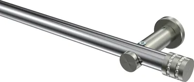 Produktbild von Interdeco Gardinenstange / Vorhangstange Chrom / Edelstahl-Optik, Typ Platon Estana (Glitzerkappe) ohne Ringe, 20 mm Ø 1-läufig, 120 cm
