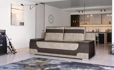 Produktbild von Dreisitzer-Sofa ISMERIE - beiges Kunstleder / braunes Kunstleder