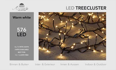 Productafbeelding van 1,3-1,6m treecluster 7,5m/576led warm wit Anna's collection