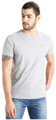 Produktbild von Tommy Jeans Herren T-Shirt Kurzarm TJM Original Slim Fit, Grau (Light Grey Heather), M