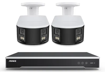 Image de Système de vidéosurveillance – Enregistreur NVR 8 canaux avec 2 caméras à double objectif – 8 MP Ultra HD – Vision nocturne en couleur – PoE
