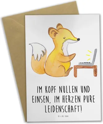 Produktbild von Mr. & Mrs. Panda neujahrskarte Programmierer Herz - Weiß - Geschenk, Programmiersprachen, Berufsprodukte, osterkarte, Kreativität, Grußkarte, Berufsgestaltung, Binärcode