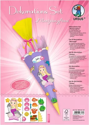 Produktbild von URSUS Deko Set Schultüte Easy Line : Meerjungfrau Motiv: Meerjungfrau