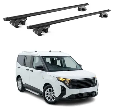 Image de Barres de toit transversales ABE pour Ford Tourneo Courier II 2023-2026 Noir 2x, Image générée par une IA