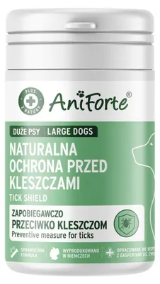 Produktbild von AniForte Zeckenschild für große Hunde 35 - 50 kg 60 Kapseln – Unterstützt den Schutz gegen Zecken, natürlich & effektiv, Bierhefe & Vitamin B