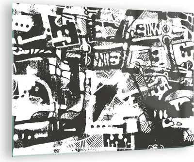 Produktbild von Bilder auf glas - Einteilig - Schwarzweiß Figuren Abstraktion - 70x50cm - Glasbilder - Wandbilder - Bilder - Wanddekoration aus Glas - Glas Bilder - Wandbild auf Glas - GAA70x50-5125