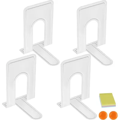 Produktbild von Buchstützen Metall 4 Stück Weiß 12,6 x 14,8 x 17 cm